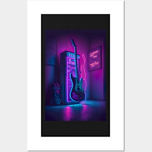Cool Guitar Cyber Future Style Posters and Art